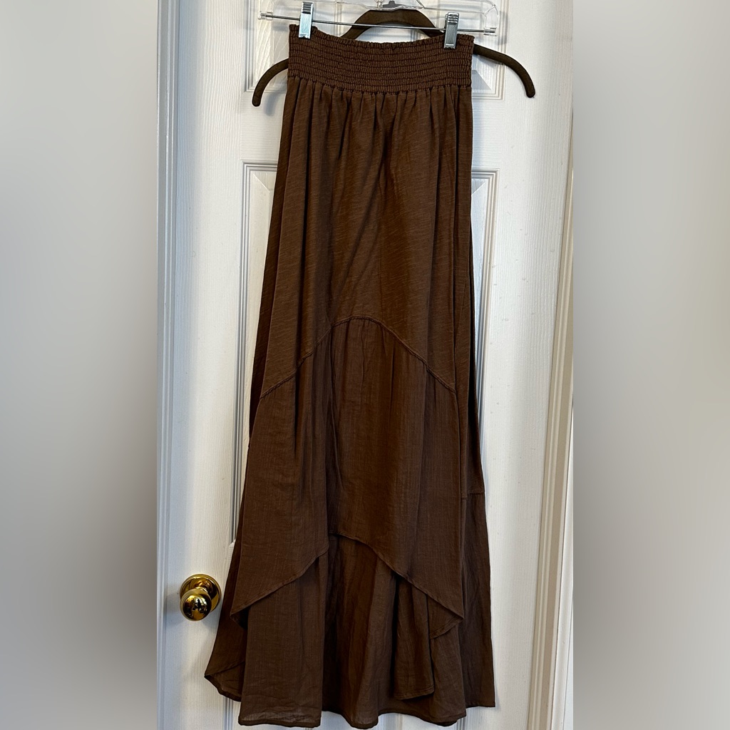 Michael Stars Hi-Low Brown Maxi Skirt
